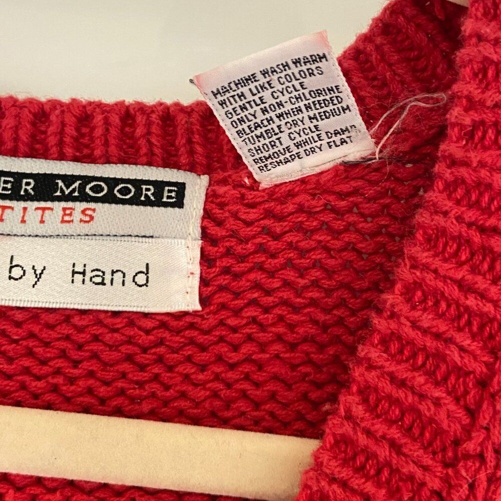 Vintage Jennifer Moore - Christmas V-Neck Vest Hand Knit - size M - Picture 5 of 10
